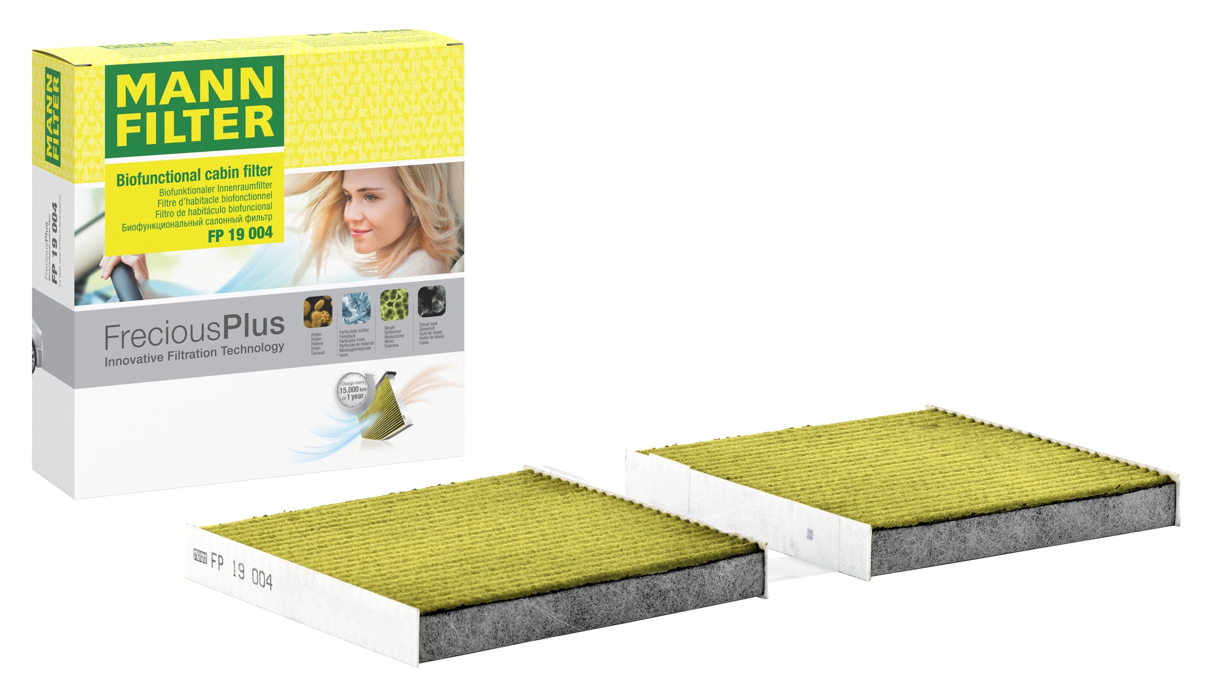 MANN-FILTER FP 19 004 Cabin Air Filter - FreciousPlus Biofunctional Pollen Filter - for Cars + Transporters
