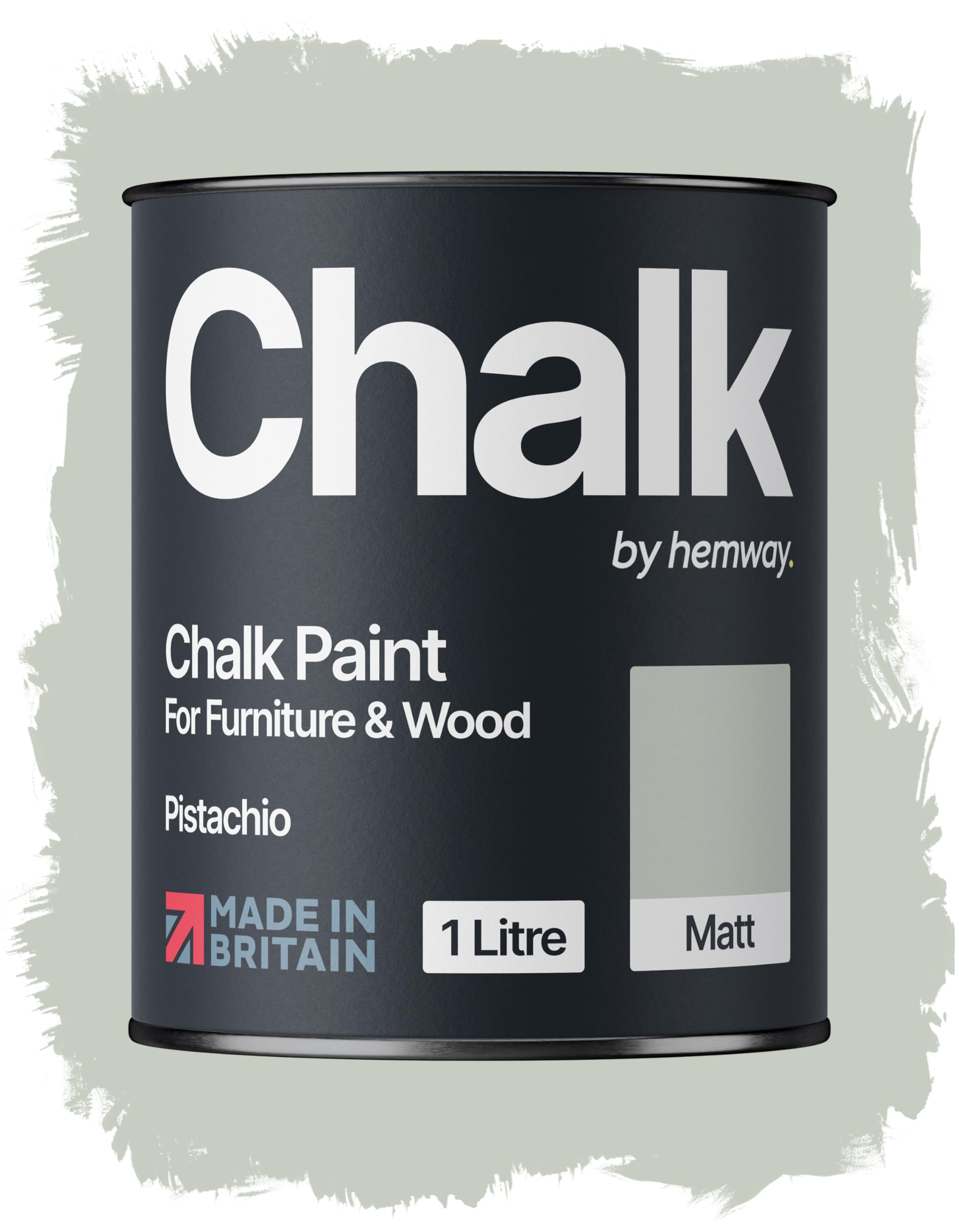 Hemway Chalk Paint Pistachio Green Furniture Paint 1L, Matt Finish Shabby Chic, Chalk Furniture & Walls, Quick Dry & 1 Coat