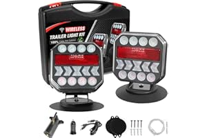 NEONLG Wireless Magnetic Trailer Lights Kit, Rechargeable LED Tail Lights for Towing Truck RV Camper Boat Caravan, IP67 Waterproof Tow Turn Signal Taillights with Reverse Backup Brake Stop Blinkers