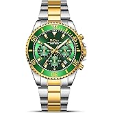 Biden Mens Watches Chronograph Stainless Steel Waterproof Date Analog Quartz Watch Business Casual Fashion Wrist Watches for Men, Silver a, Chronograph,Quartz Watch