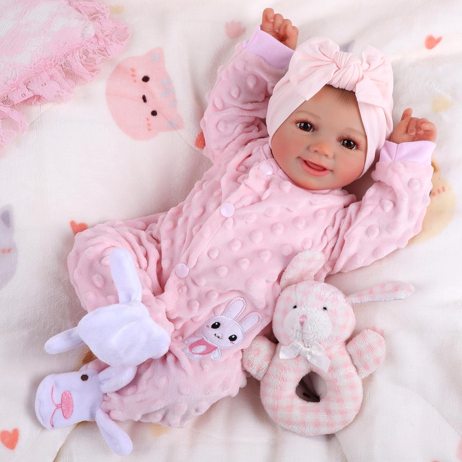 Photo 1 of BABESIDE Reborn Baby Dolls Silicone Full Body Sunny - 17 Inch Cute Soft Realistic Baby Doll Poseable Smiling Real Life Baby Dolls with Complete Accessories for 3+ Years Old Gifts, Pretend Play