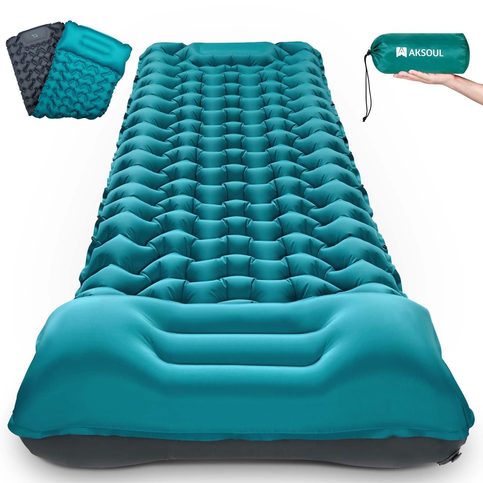 Photo 1 of AKSOUL Camping Sleeping Pad with Pillow: Extra Thick 3.9 inch Ultralight Self Inflating Air Mat, Compact Lightweight Insulated Inflatable Sleep Mattress for Backpacking, Camp, Hiking, Tent