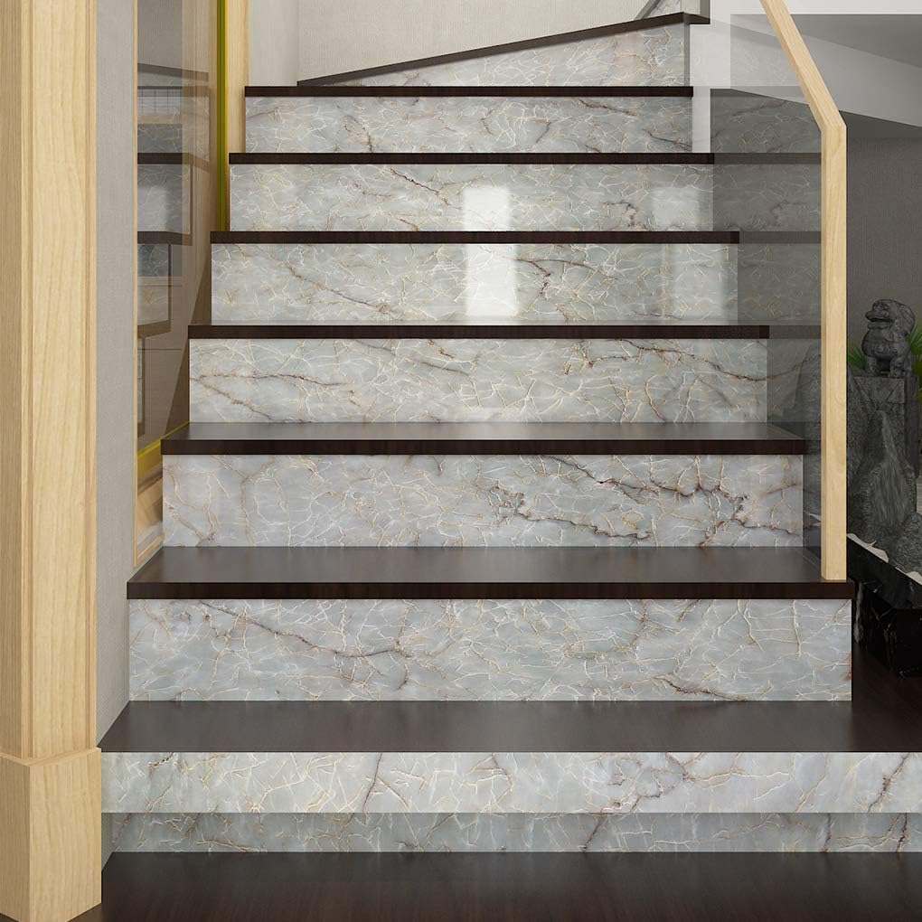 Livelynine Tuoquise Marble Marble Effect Wallpaper 40CMX5M Self Adhesive Vinyl Wrap for Kitchen Worktop Covering Marble Effect Waterproof Marble Contact Paper Vinyl Cabinet Cover Cupboard - Image 5