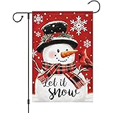 Louise Maelys Winter Welcome Garden Flag Snowman Let It Snow 12x18 Inch Double Sided Small Burlap Seasonal Holiday Yard Outdoor Outside House Decoration