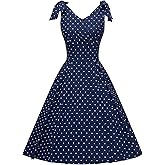 GownTown Women's 1950s V-Neck Adjustable Bowknot Swing Cocktail Dress