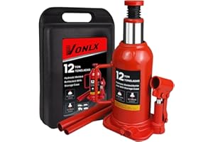 VONLX Torin Hydraulic Bottle Jack with Carrying Case, 12 Ton (26,455 lb) Capacity 7.5-15 inch Lifting Range, Muti-Directional Welded Bottle Car Jack for Car, Truck, RV, Pickup Truck, Auto Repair