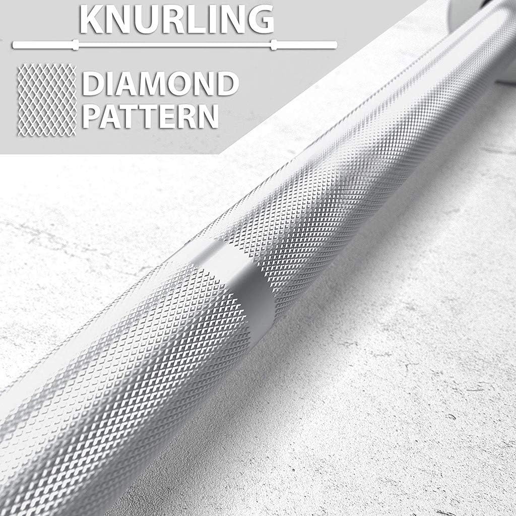 Barbell Bar - 70" Threaded Chrome Barbell Bar, 1 in Barbell Diameter with Ring Collars - Dumbbell Curl Bar wtih Barbell Spring Clip Collars for Home Gym Fitness, Weightlifting, Strength Training : Sports & Outdoors