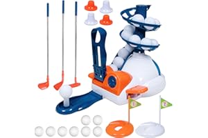 Kids Golf Club Toy Set, Boy Girl Outdoor Sport Toy, Toddler Indoor Golf Ball Game with 10 Golf Balls, 3 Retractable Clubs, Ch
