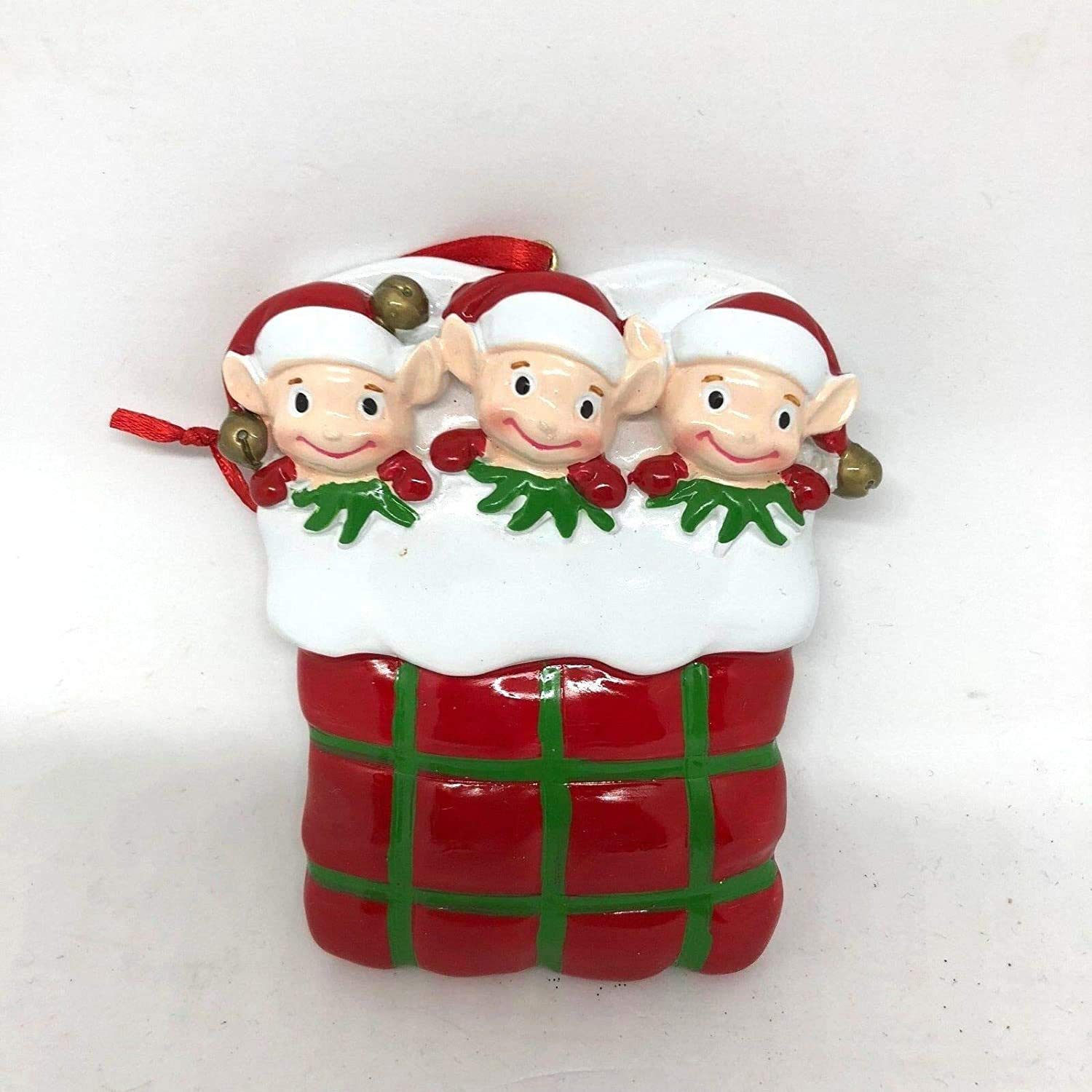 Personalise Your Own Resin Christmas Tree Hanging Decorations - Elf Family of 3