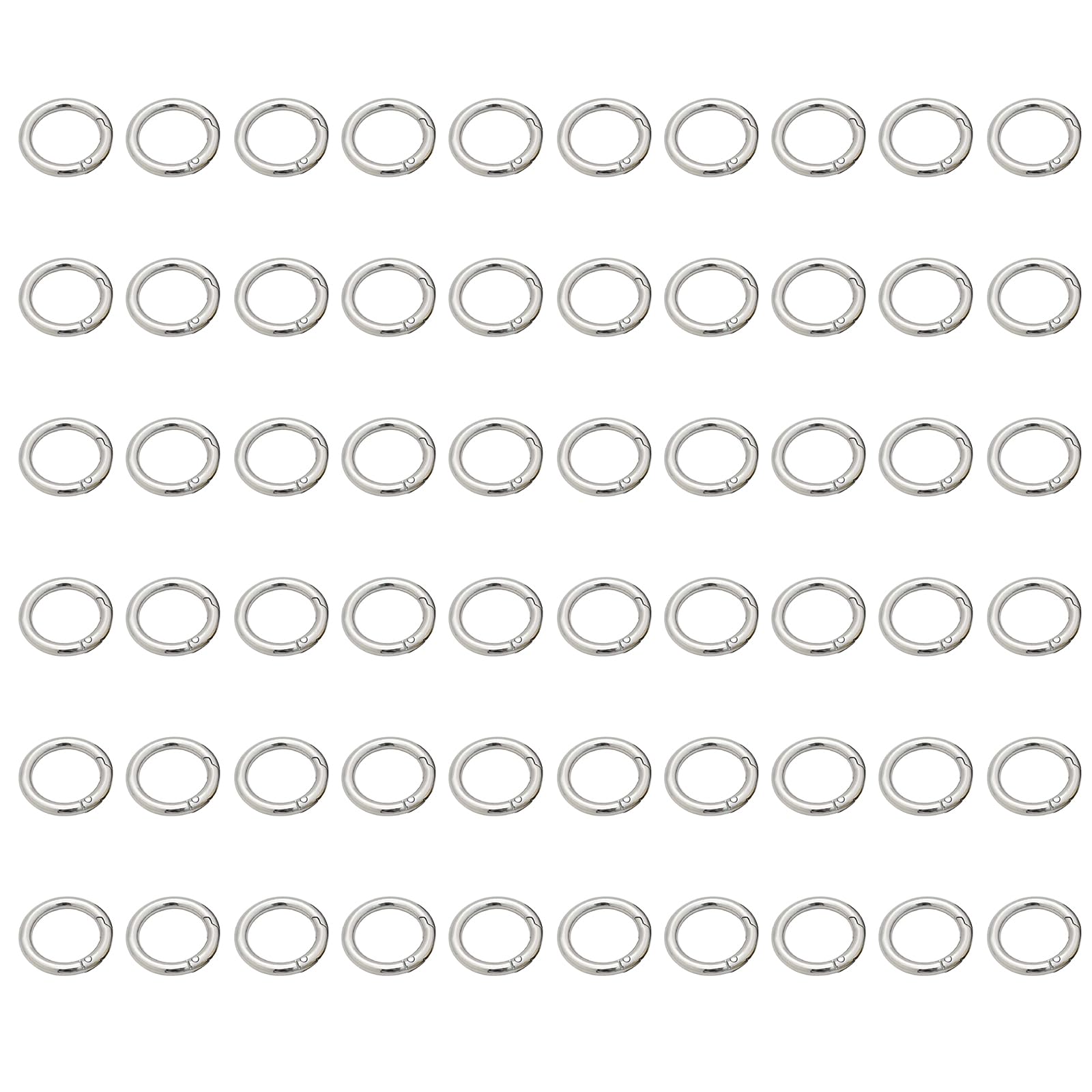 Leliafleury 60Pcs Spring O Rings 28mm Spring Snap Clip Rings Zinc Alloy Round Carabiner for Bag Purse Handbag Craft Making (Silver)