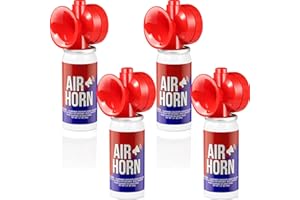 NUOVEPE Air Horns for Safety 1.4oz, Coast Guard Approved Boat Horn Marine(120 dB), Air Horn for Dogs, Airhorn for Bears, Airhorn Mini (4 Pack, Red)