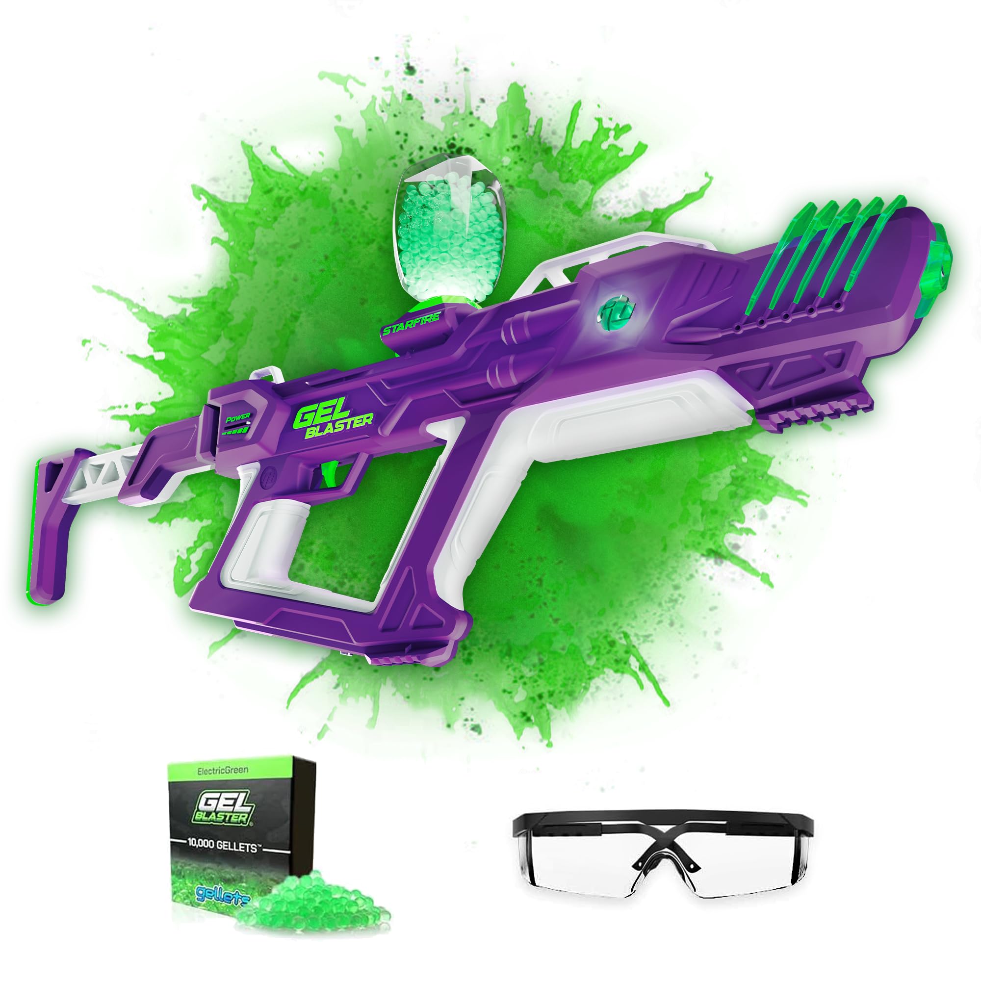 Gel Blaster Starfire XL - Glow-in-The-Dark Supersized Toy Gel Blasters with Water Based Beads - Semi, Full-Auto, Triple Burst Modes & Adjustable FPS - Outdoor Games & Toys - Ages 14+