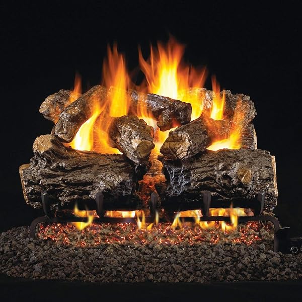Amazon.com: Peterson Real Fyre 16-Inch Burnt Rustic Oak Gas Log Set with  Vented Propane G45 Burner - Manual Safety Pilot : Home u0026 Kitchen