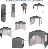 mcc direct 2m x 2m Pop-up Gazebo Waterproof Canopy Grey with Sides view 6
