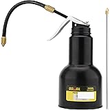 DOWELL Pistol Pump Oiler Metal Oil Can Lubrication Oil Gun 16oz 500ml Can Bottle with 2-Pieces Straight Spout Black HY050201