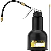 DOWELL Oil Can Pump Oiler 16oz 500ml, Oil Squirt Can Metal, Black | 16oz/500ml pistol pump oiler, 2 detachable spouts (straight + flexible), steel body, rust-proof, , high-pressure pump