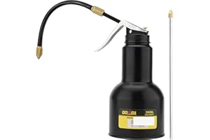 DOWELL Pistol Pump Oiler Metal Oil Can Lubrication Oil Gun 16oz 500ml Can Bottle with 2-Pieces Straight Spout Black HY050201