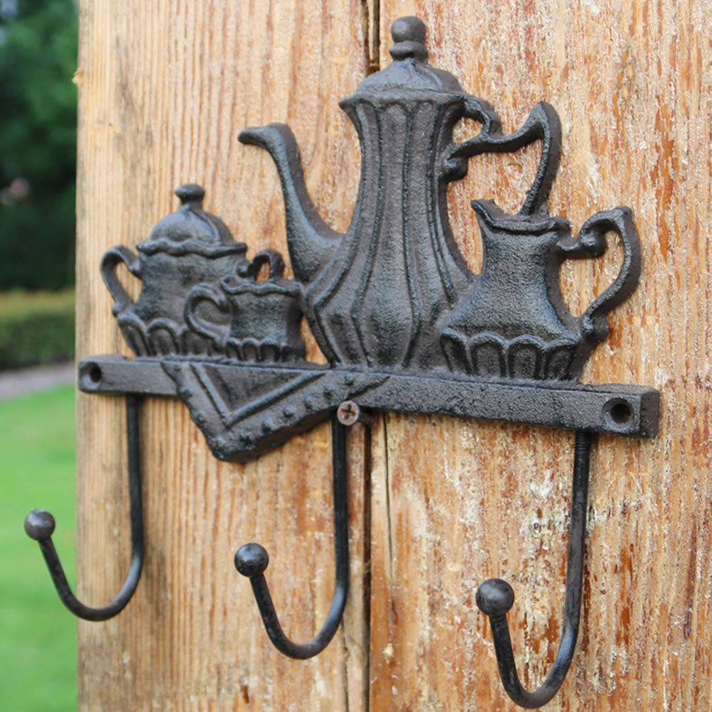 rustic wrought iron coat rack Hooks decorative wall mounted, shabby chic  Hanging Hooks Coat hook rail/Hanger for Entryway, farmhouse, Hats, Towel