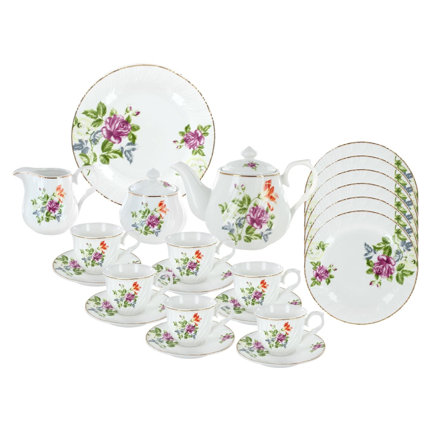 Summertime Flowers Deluxe Tea Set Amazon.co.uk Kitchen & Home