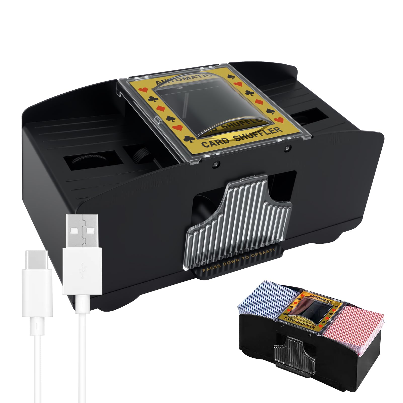 Automatic Card Shuffler Machine, 1/2 Deck Electric Card Shuffling Device with USB & Battery Power, Fast Shuffle for Poker, Blackjack, Bridge, Texas Hold'em Portable Card Shuffler