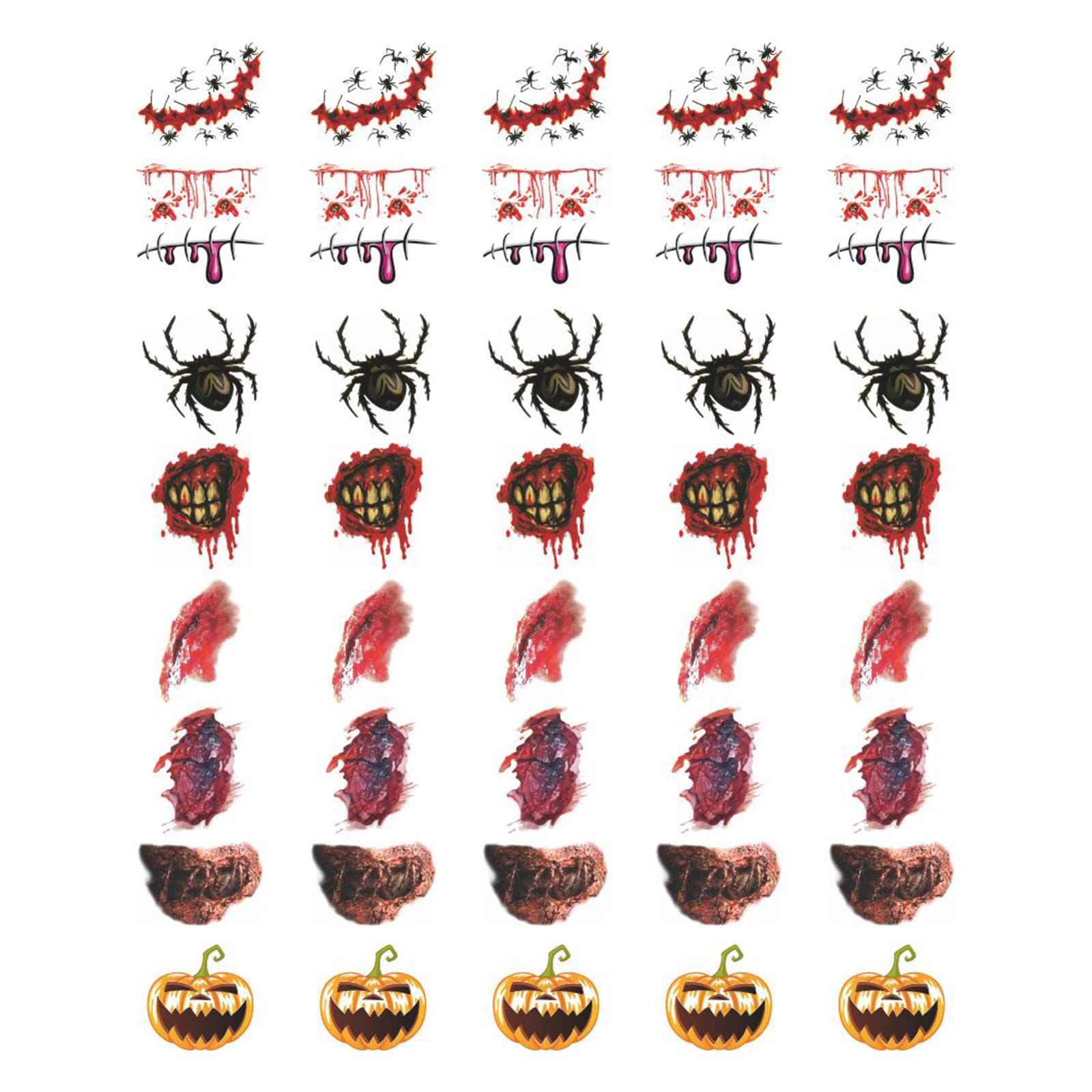 Womaha 40 Sheets Halloween Temporary Tiny Tattoo Sticker Single Pattern without Cutting More Safer
