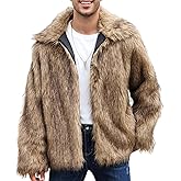 Gihuo Faux Fur Coat Winter Jackets for Men Mens Winter Coats Faux Fur Jacket Warm Fluffy Furry Trench Fake Fur Jacket