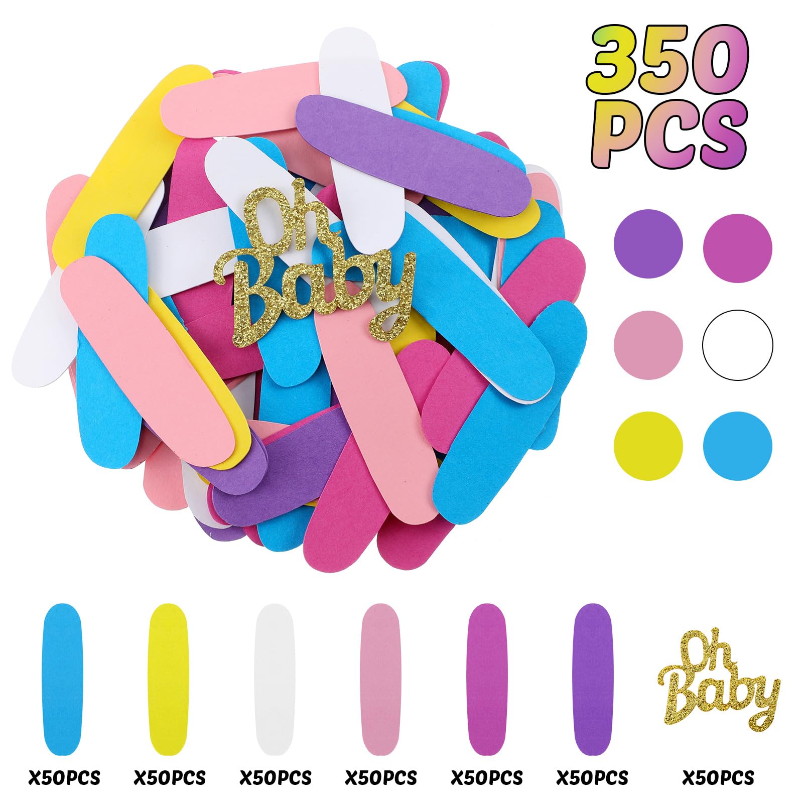 350 Pieces Baby Confetti Sprinkles Baby Shower Party Table Sprinkles Decorations Donut Paper Confetti Stickers for Birthday Shower