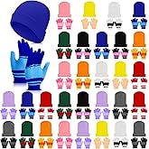 Handepo 60Pcs Kids Winter Beanie and Gloves Bulk Knit Hats Gloves Warm Unisex Cold Weather Winter Gifts for Boy Girl Homeless