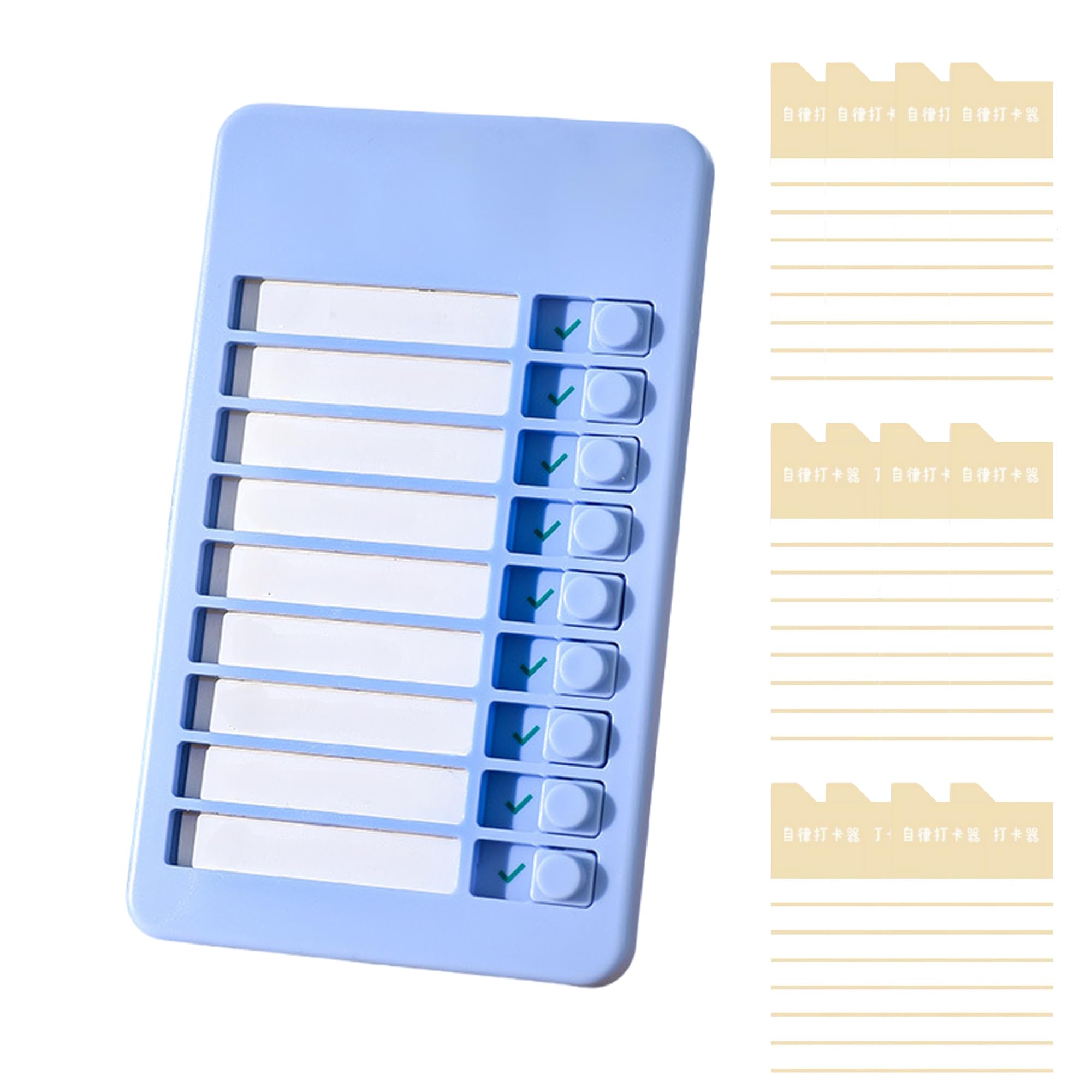 BLOOPIC 忘れ物チェッカー 1個セット チェッカー 子供 todoリスト 習慣 チェック 整理 アイテム 確認 26ページの交換用ページ付き（ブルー） の商品画像