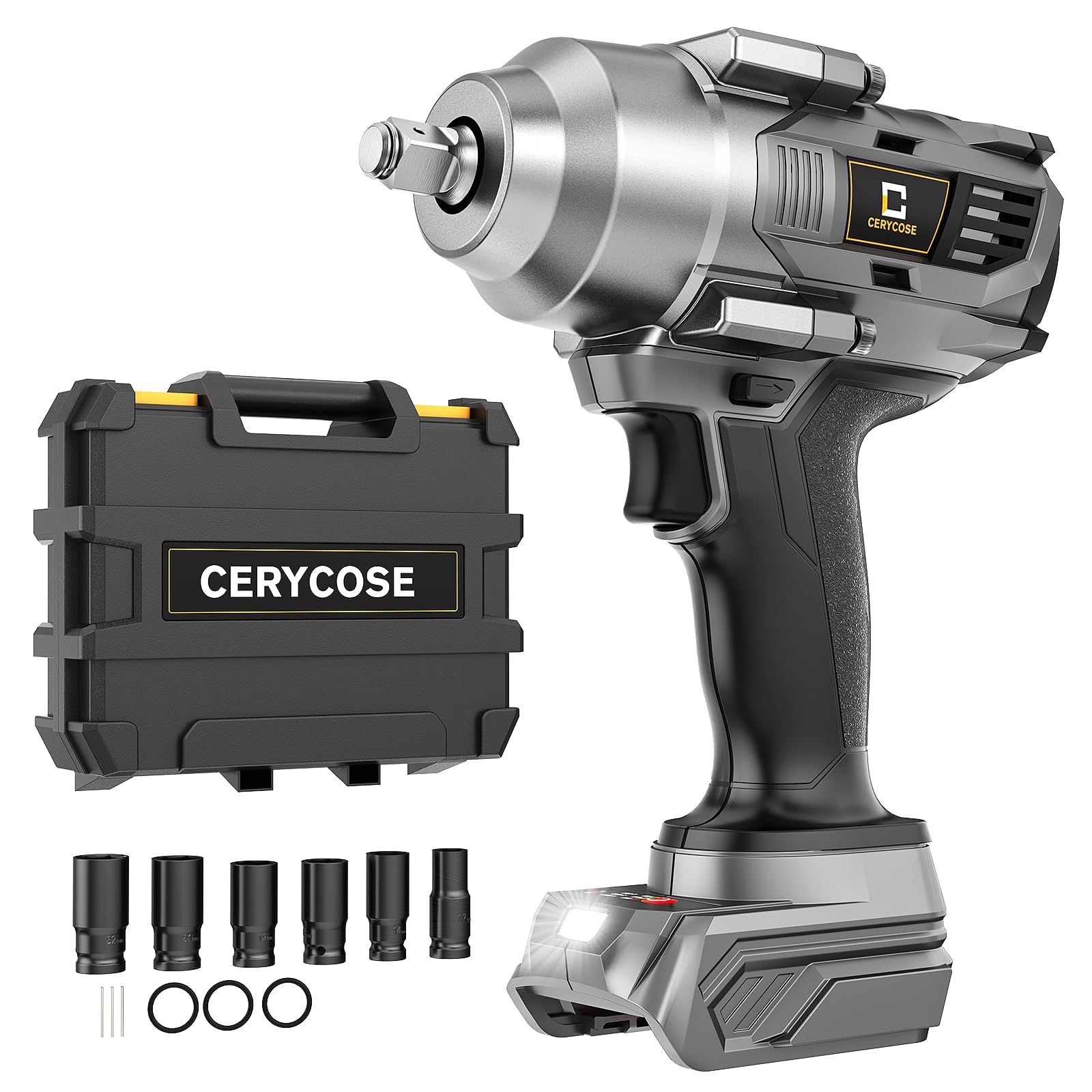 Cordless impact Wrench 1/2 inch Compatible with Dewalt Battery, 750FT-LBS (1000N.m) Brushless Electric Impact Gun Includes LED Work Light with 6 Sockets, High Torque Impact Driver, Bare Tool Only Image