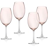 Godinger Wine Glasses, Stemmed Wine Glass Goblet Beverage Cups - Meridian Blush, 12oz - Set of 4