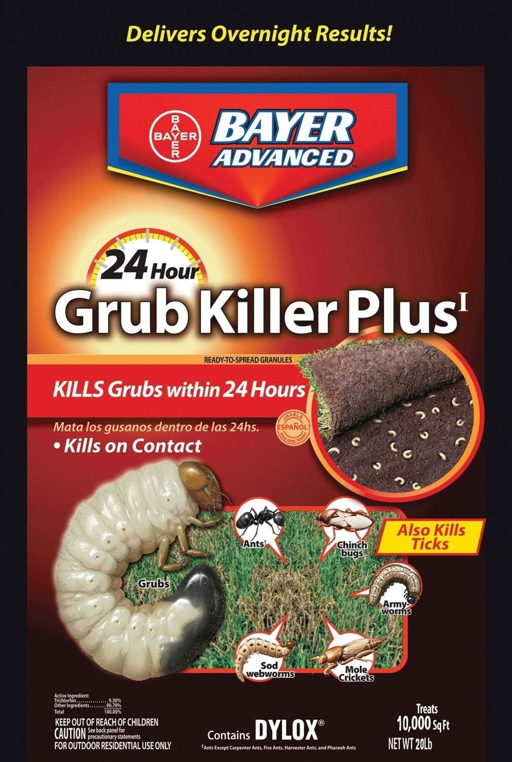 Bioadvanced 700745s 24 Hour Grub Killer Plus, Granules, 20 Lb