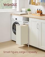 VASAGLE Laundry Basket Hamper with Shelf 47 L 42 x 28 x 75 cm Cream White view 3