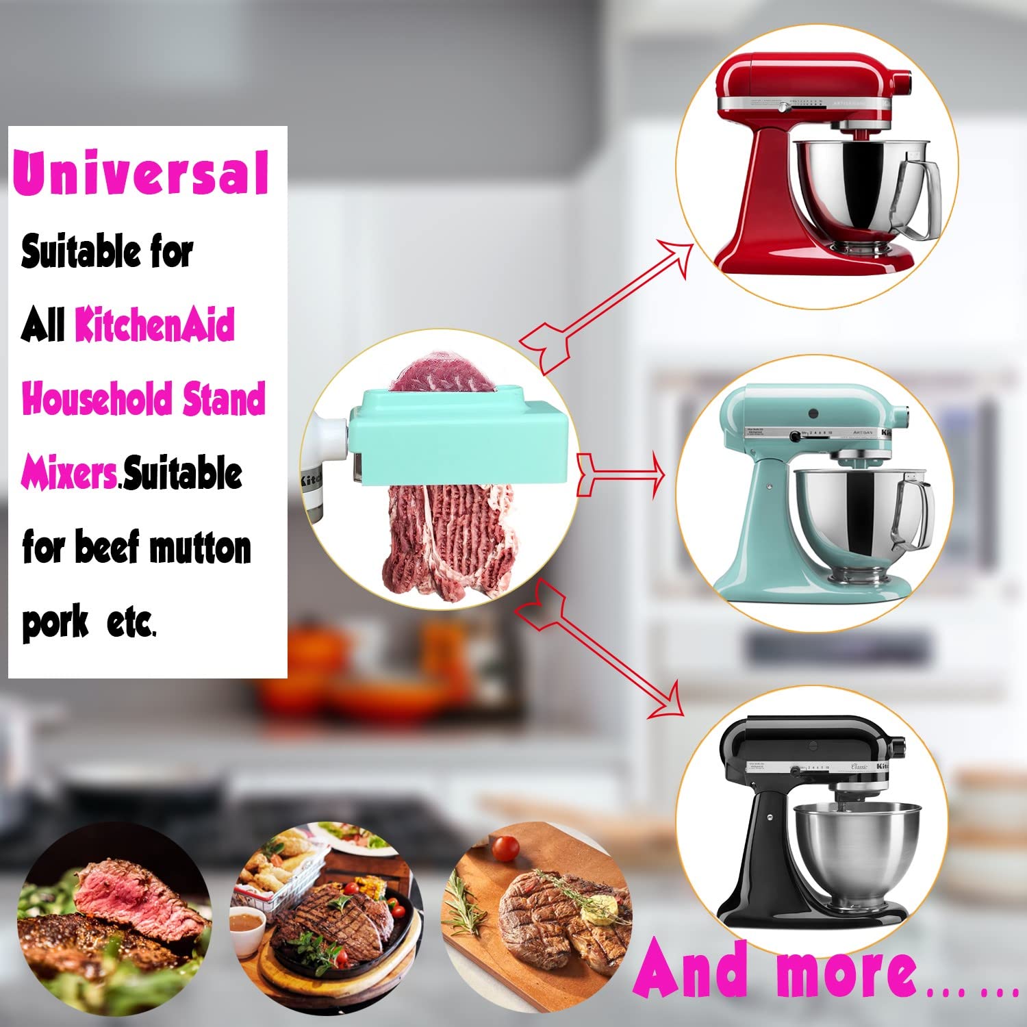 [Upgrade] Meat Tenderizer for All KitchenAid Household Stand Mixers- Mixers Accesssories Attachment [Blue]