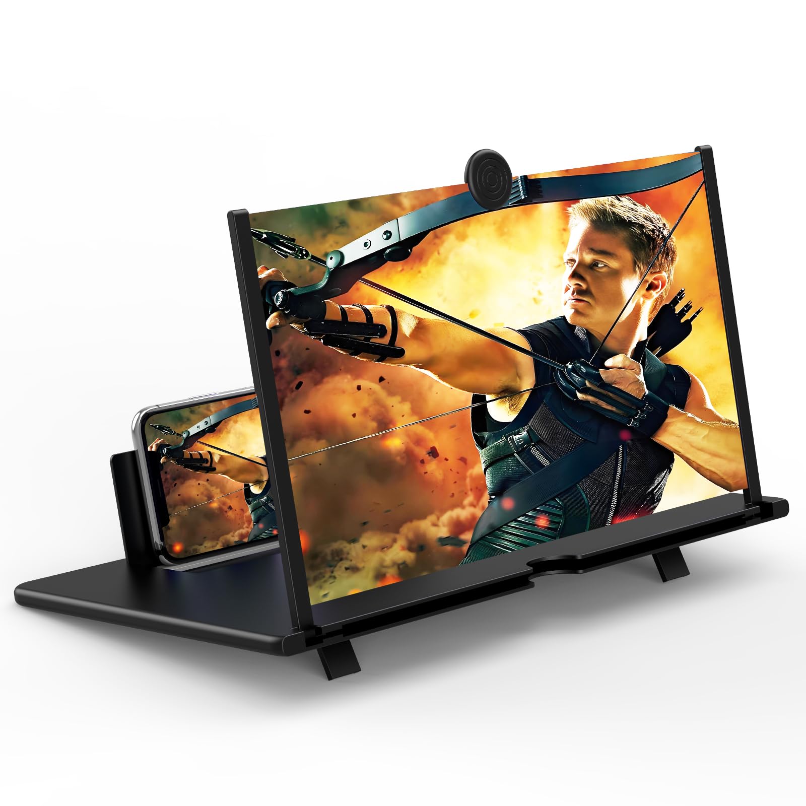 Photo 1 of 16" Screen Magnifier for Mobile Phone,3D HD Cell Phone Magnifying Projector Screen Enlarger for Movies, Videos, and Gaming,Foldable Phone Stand with Screen Amplifier,Supports All Smartphones (Black)