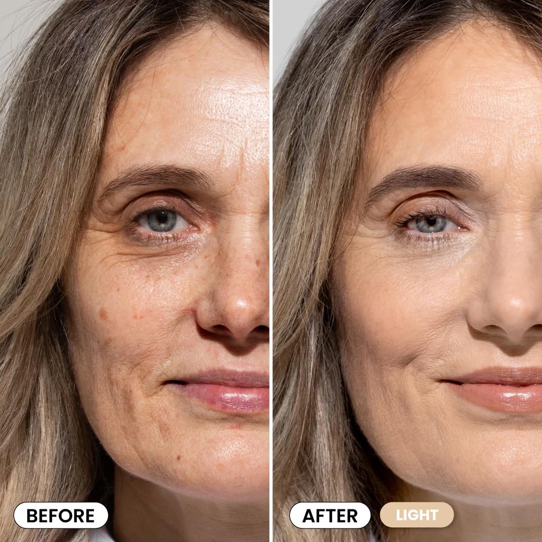 Prime Prometics PrimeSkin CC+ Cream for Mature Women – Lightweight Liquid-to-Powder Foundation – Blurs Pores & Covers Age Spots – Crease-Free, Hydrating & Soft-Matte Finish for Sensitive Skin (Light)