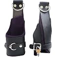 Leather Bond Real Cowhide Leather Suspension Wrist Cuffs - Black, 2-Piece Set