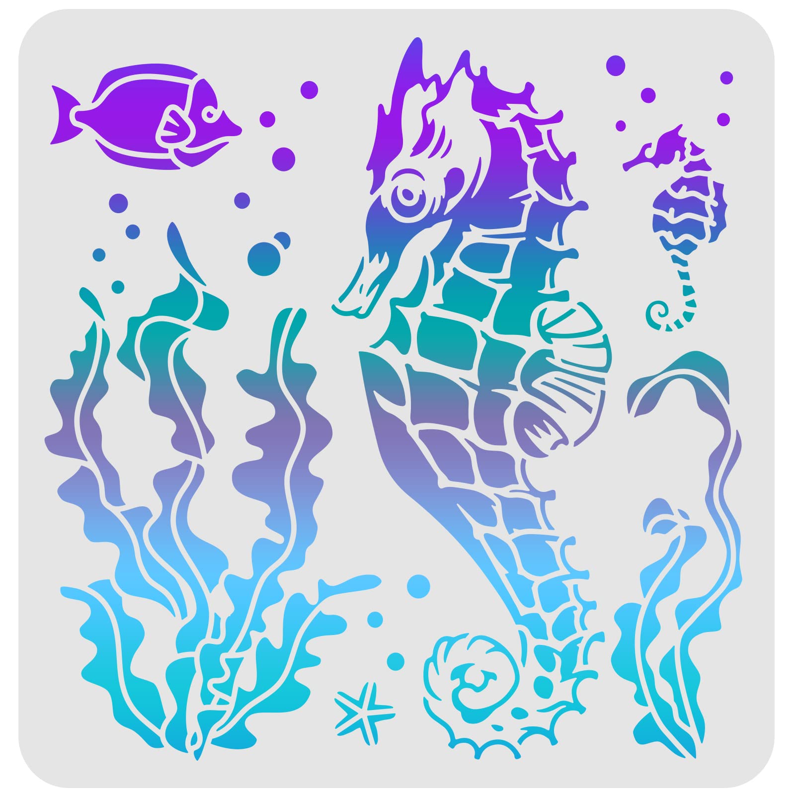 FINGERINSPIRE Seahorse Stencil 30x30cm Reusable Seahorse Template for Painting Sea Animal Stencil Sea Creatures Stencil for Painting on Wood Tile Paper Fabric Floor Wall