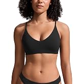 CRZ YOGA Nexfeel V Neck Mini Bikini Tops | Double Layer, Non Padded, A-C Cup, Buttery Soft, Light Support, Swim, Bathing Suit Bra for Women