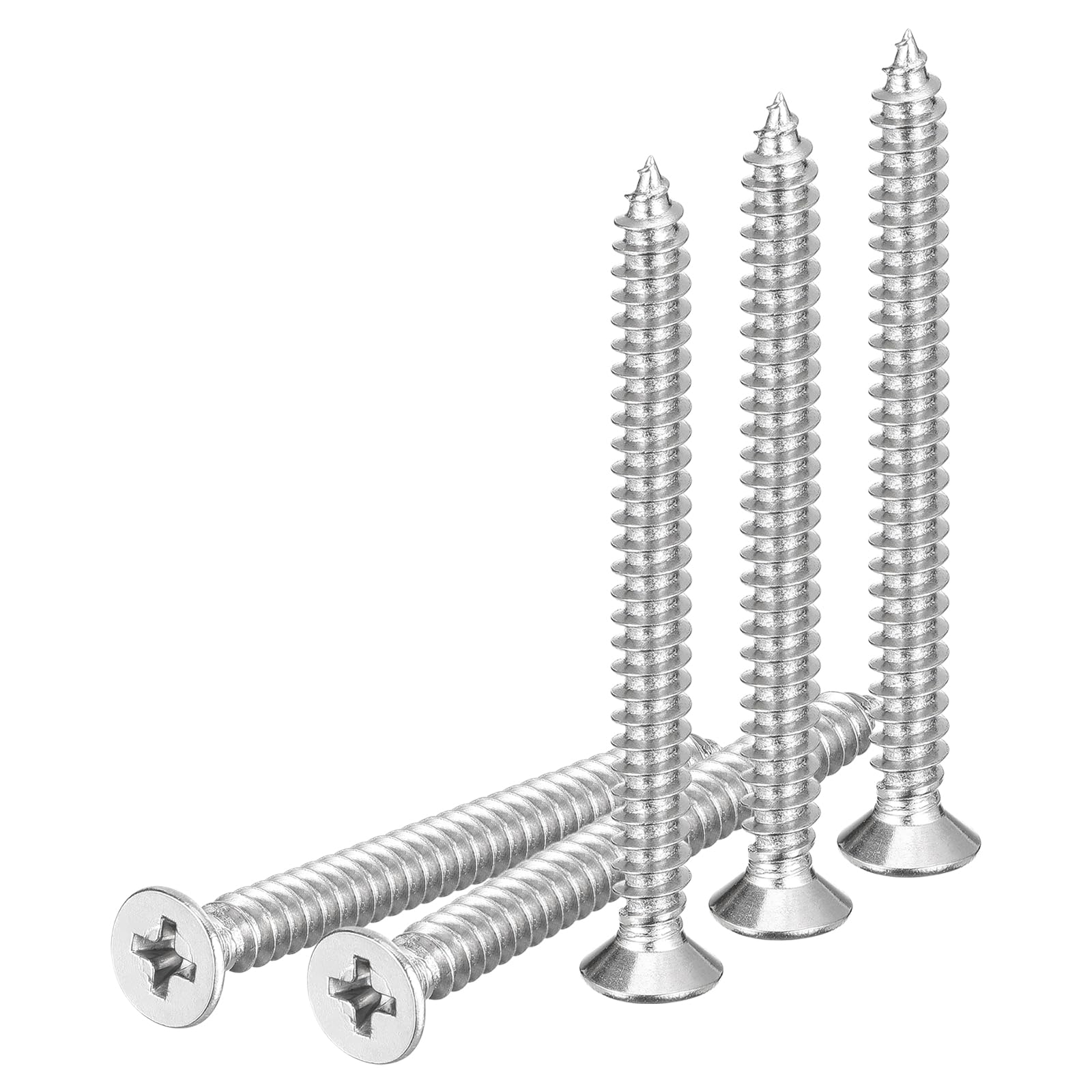 DTGN 20Pcs M5x55mm Flat Head Wood Screws, 304 Stainless Steel Phillips Self Tapping Screws - Good for Woodworking, Furniture - Silver — image 1