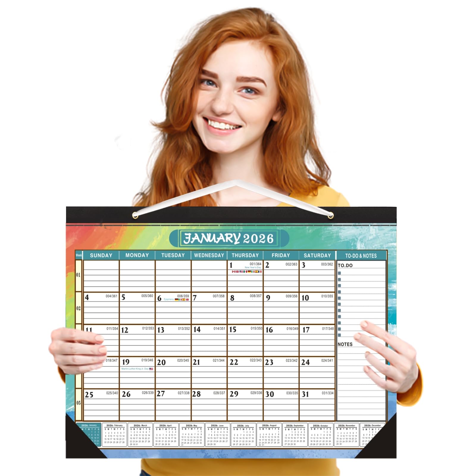 Wall Calendar 2026 UK, 2026 Calendar Family Planner A3, 18 Month 2026 Calendars Month to View, Family Calendars 2026 2027 calender from Jan 2026 - Jun 2027 for Kitchen Home Household- Sunset