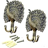 Ailejia 1Pair Peacock Curtain Holdbacks Zinc Alloy Wall Hook Hanging Ball Straps Wall Mounted Curtain (Bronze)