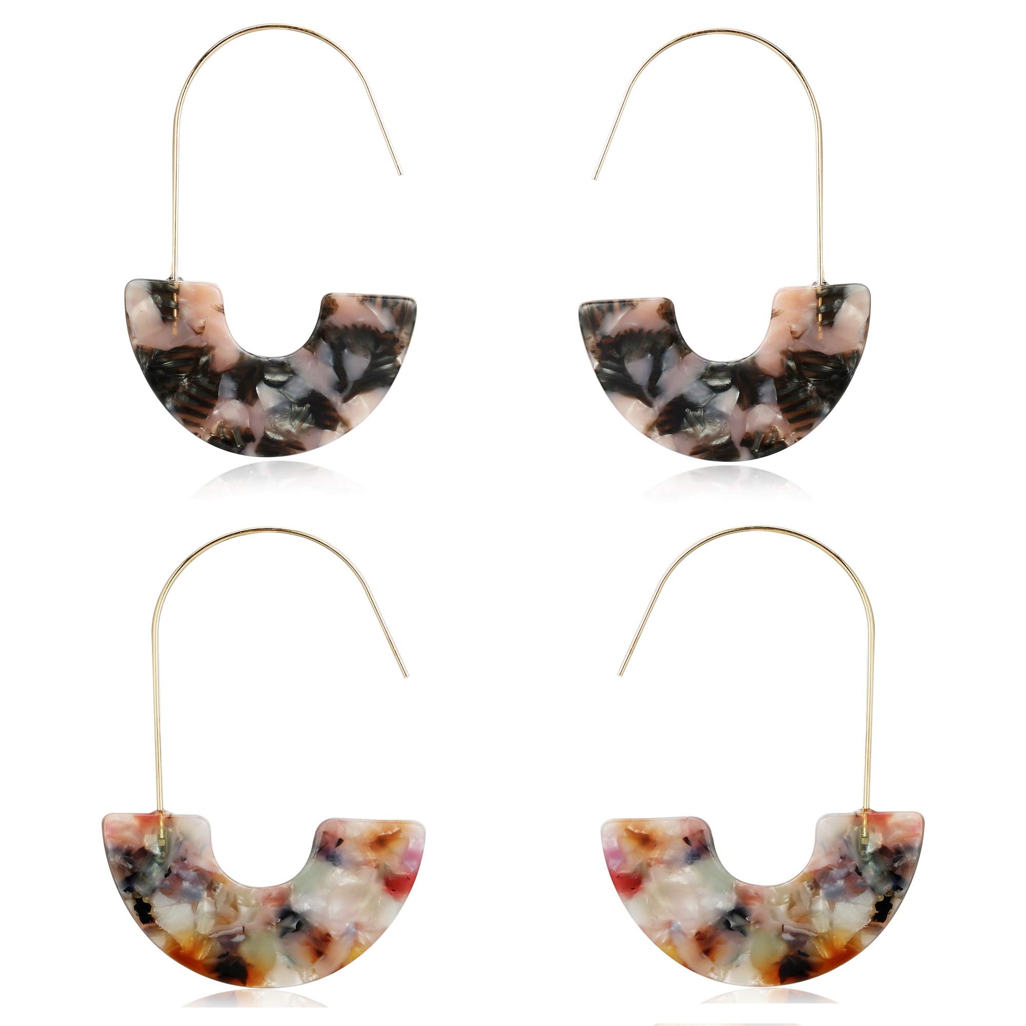 MVCOLEDY Acrylic Earrings Bohemian Style Drop Dangle Earrings Resin Earrings for Women Fashion Jewelry (Floral)