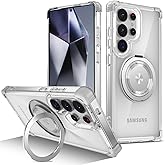 ShukZinfeo Compatible for Samsung Galaxy S25 Ultra Case 2025 [Compatible with Magsafe] [with 360°Rotatable Magnetic Ring Stand] Heavy Duty Millitary-Grade Clear Case for Samsung S25 Ultra Clear
