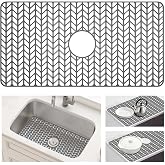 AWOKE Silicone Sink Protectors for Kitchen Sink, 30" x 16" Center Drain | Flexible silicone, heat resistant 500&deg;F, non-slip raised feet, dishwasher safe, fits stainless and farmhouse sinks
