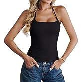 KateModa Women's Halter Tops Double Lined Tank Tops Sexy Backless Camisole Crop Tops