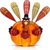 Karenhi Set of 8 Wooden Pumpkin Decorating Kit, Fall Turkey Pumpkin Decor | Pumpkin Push in Kit, Thanksgiving Colorful Turkey Parts Accessories, Pumpkin Poke in DIY Decorations, Autumn Harvest Gifts
