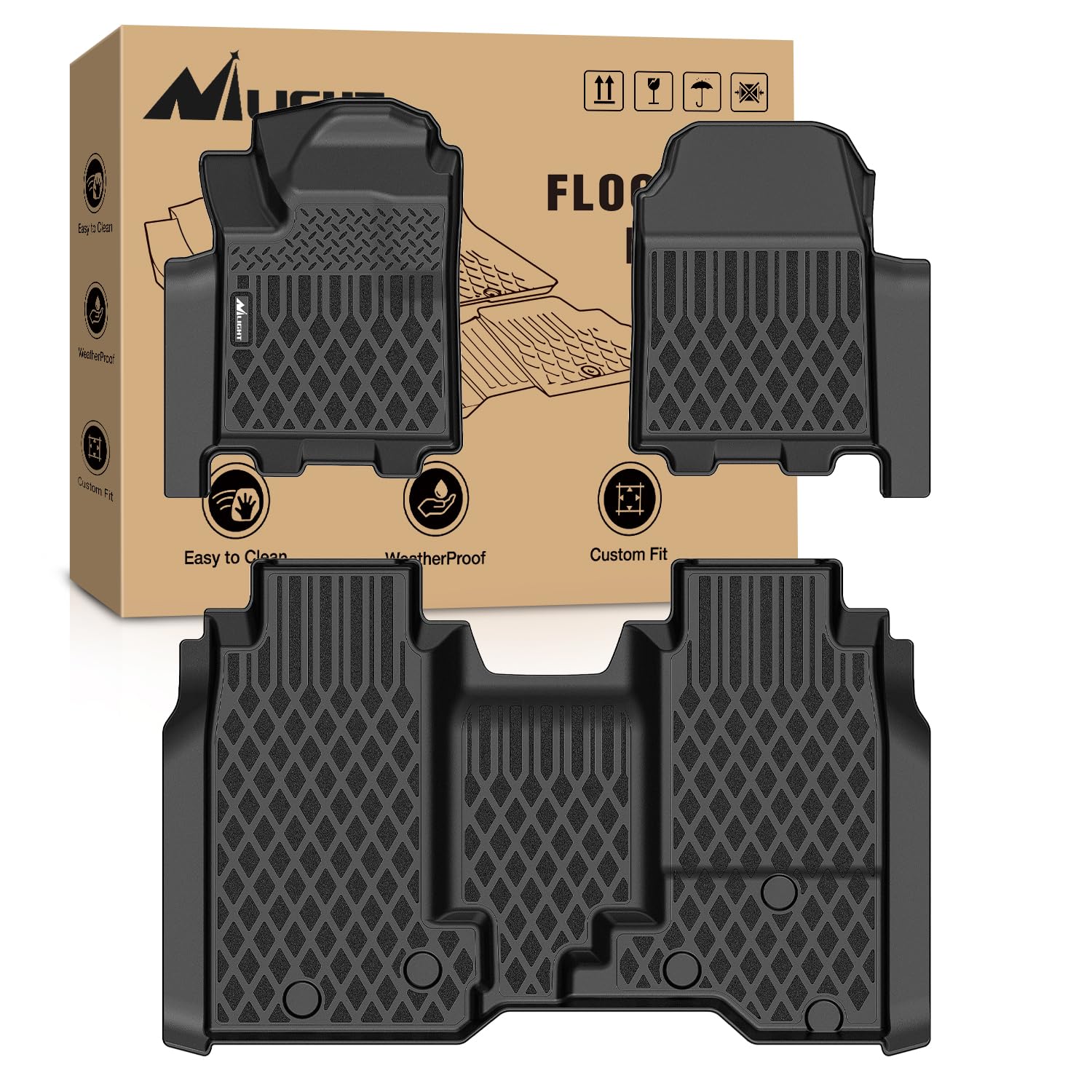 Nilight TPE Floor Mats for Chevy Chevrolet Silverado EV WT Only 2024 2025 2026 All Weather Custom Fit Heavy Duty Floor Liners Image