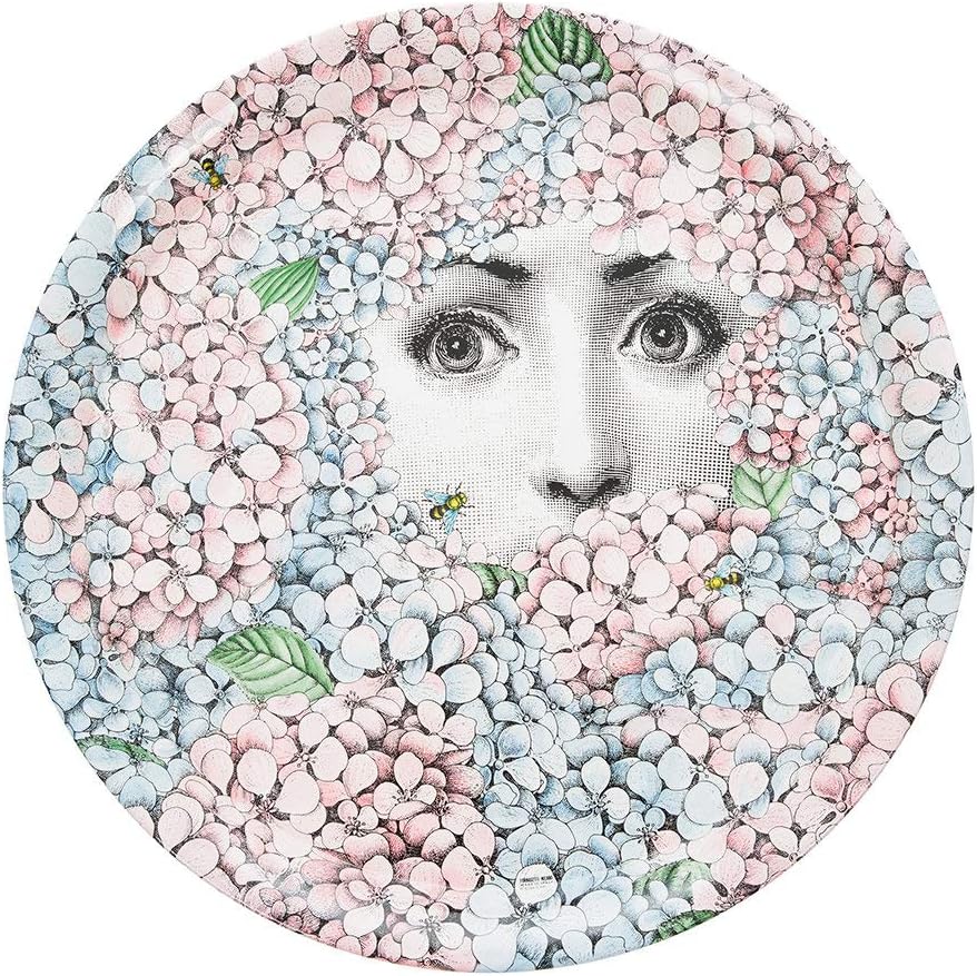 OEDO Fornasetti Ortensia Floral Tray 6/7/8/10 Inch Milan Fornasetti Plates Decorative Wall Hanging Dishes Lina Face Art Ceramic Plate (7"inches)