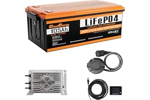 Cloudenergy 48V(51.2V) 105AH LiFePO4 Lithium Golf Cart Battery Built-in 250A BMS,3C Discharge,with 20A Charger,Mobile APP,Touch Monitor,6000+ Cycles,Perfect for Golf Carts (GFA48V-105AH with Charger)